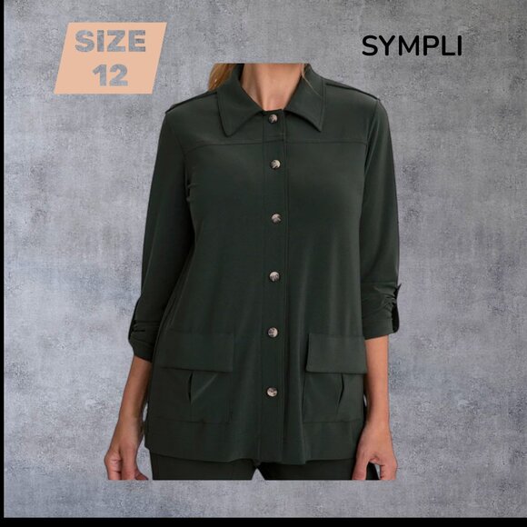 SYMPLI - Safari Cardigan - *SEAWEED* - Size 12 - NWT - Picture 1 of 3
